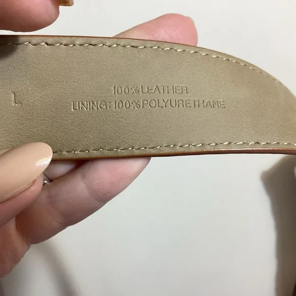 Talbots Womens Genuine Leather Belt Size L Tan Brown Minimalist Workwear Classic - Picture 14 of 16